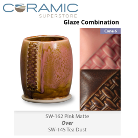Pink Matte SW162 over Tea Dust SW145 Stoneware Glaze Combination Pink Matte SW162 over Tea Dust SW145 Stoneware Glaze Combination